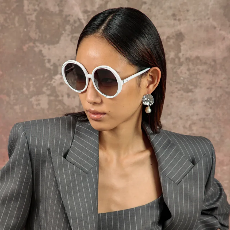 Otavia Oversized Sunglasses in White sold by Linda Farrow