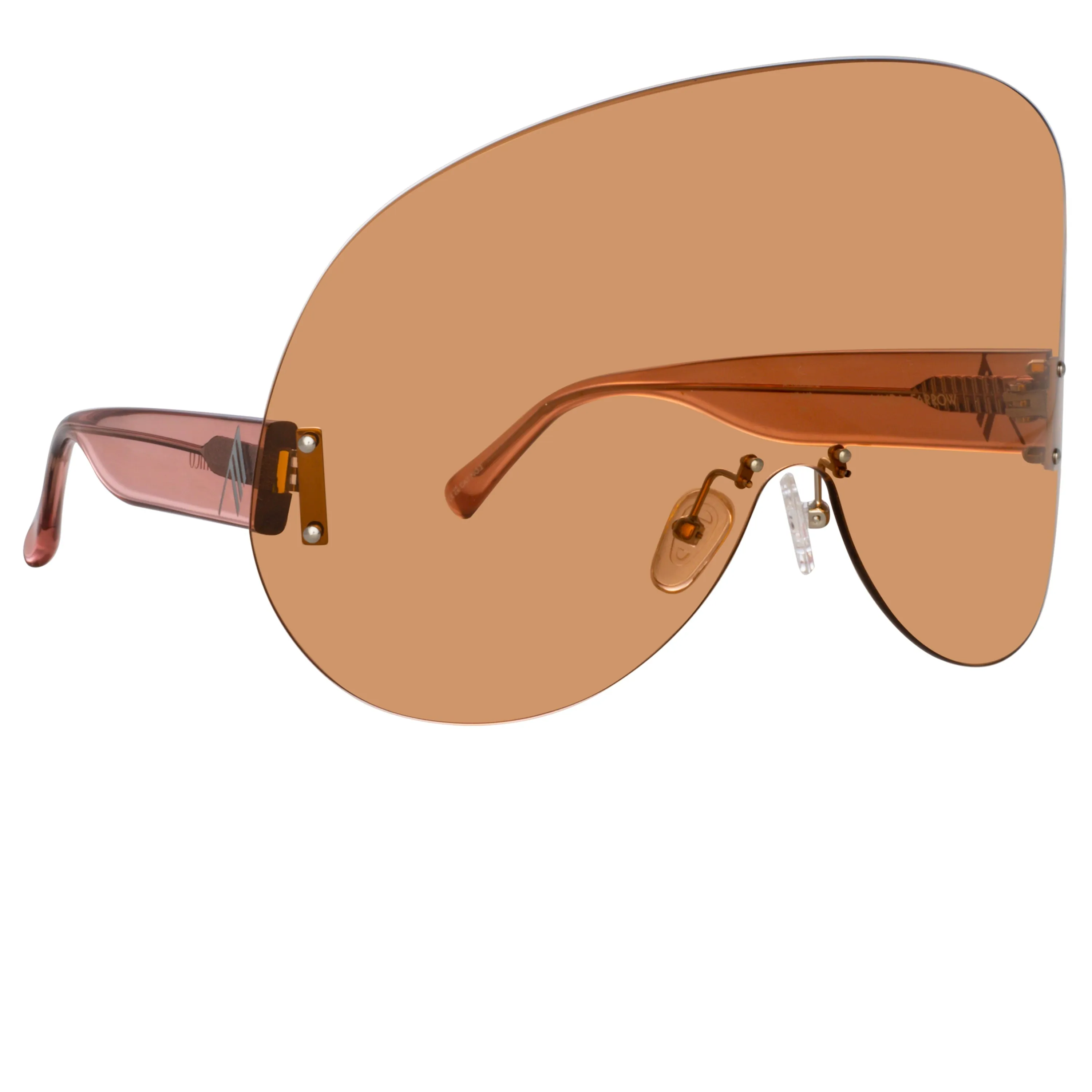 The Attico Karl Oversize Sunglasses in Peach sold by Linda Farrow