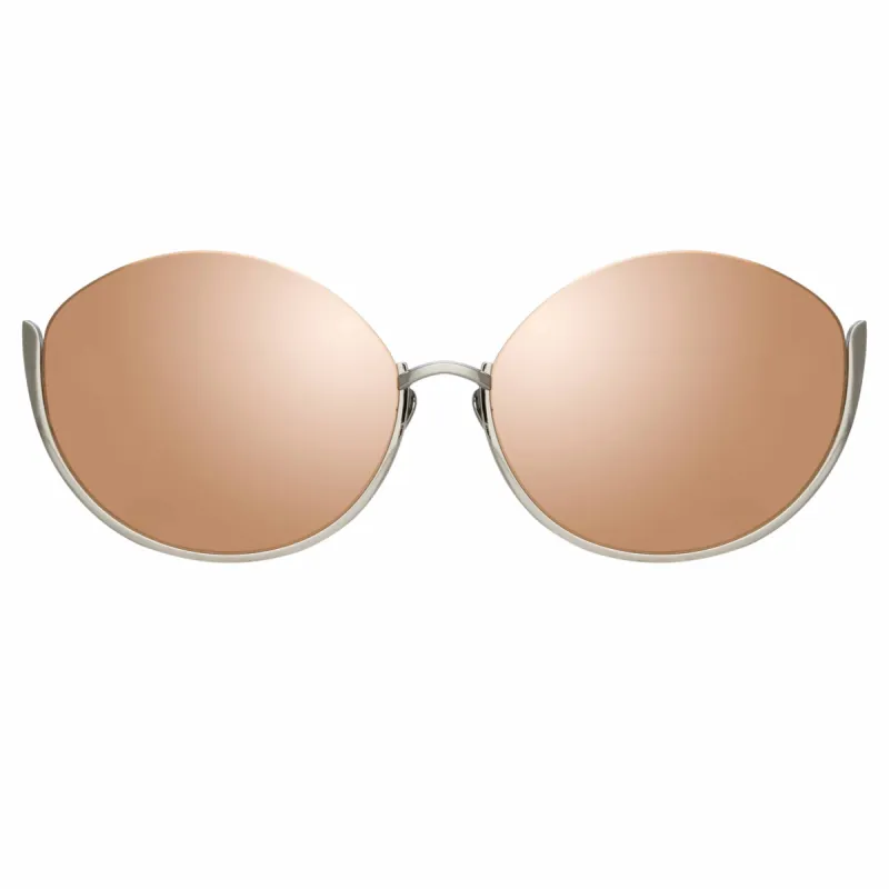 Rae Cat Eye Sunglasses in White Gold sold by Linda Farrow