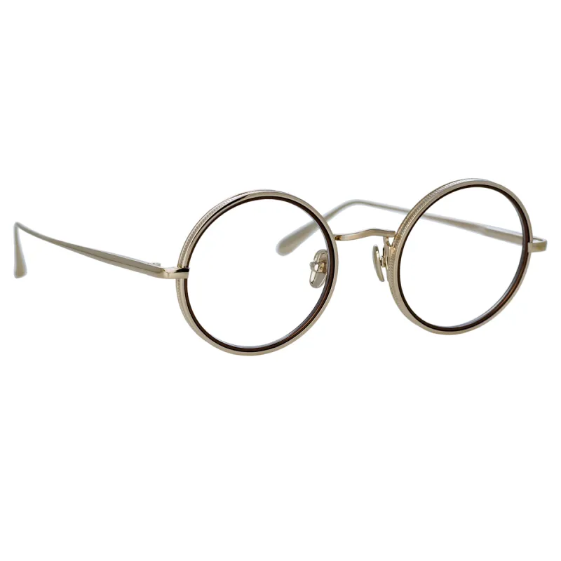 Cortina Oval Optical Frame in Light Gold sold by Linda Farrow