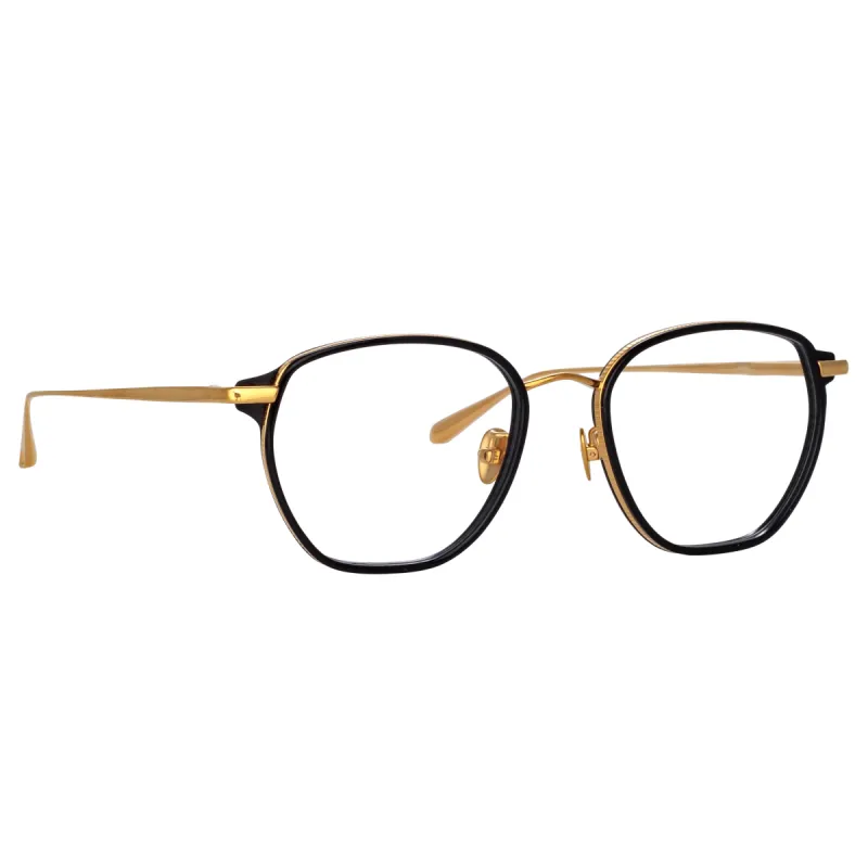 Danilo Angular Optical Frame in Yellow Gold sold by Linda Farrow