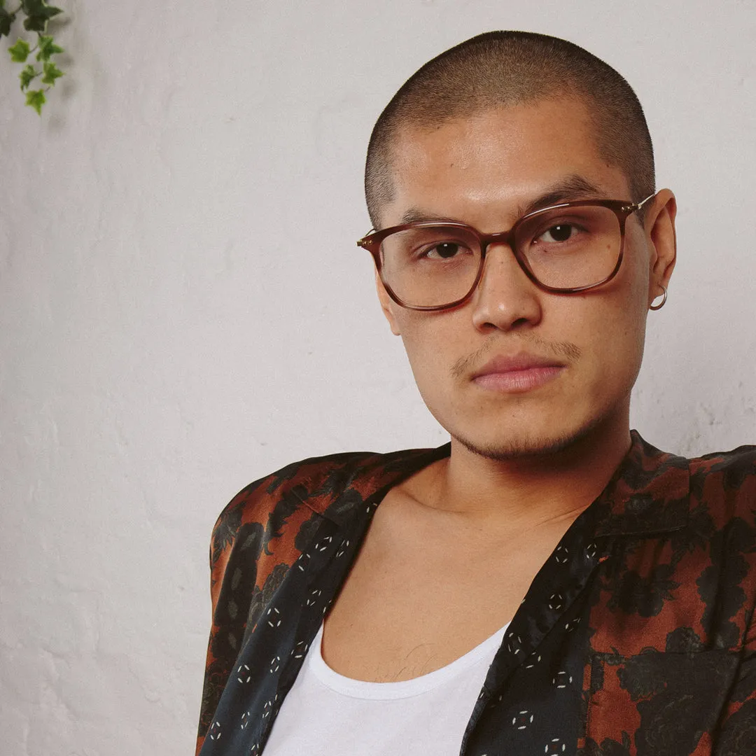 Coffey Rectangular Optical Frame in Horn sold by Linda Farrow