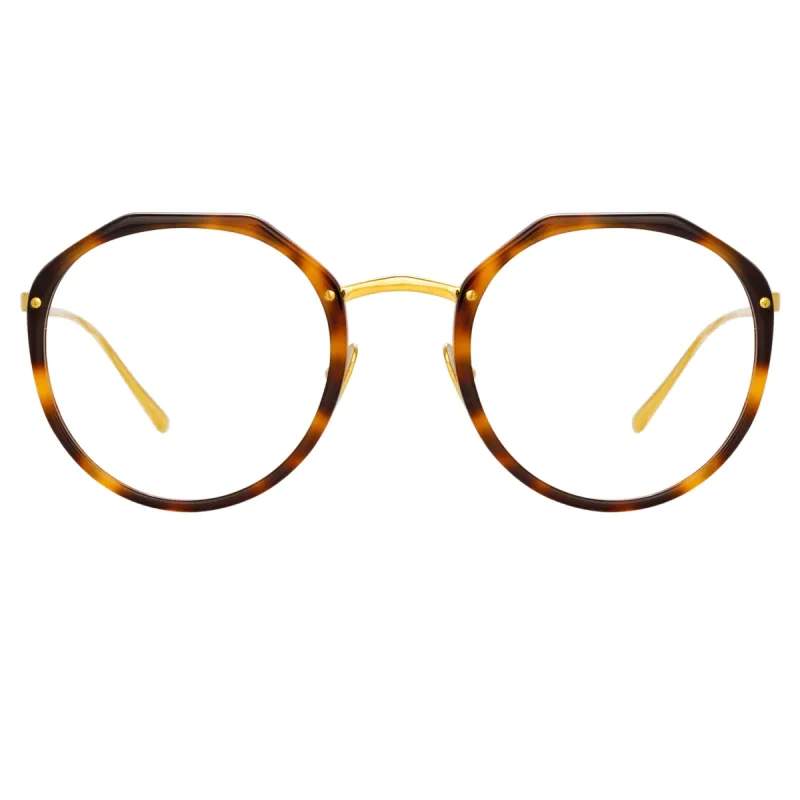 Reynolds Angular Optical Frame in Tortoiseshell sold by Linda Farrow