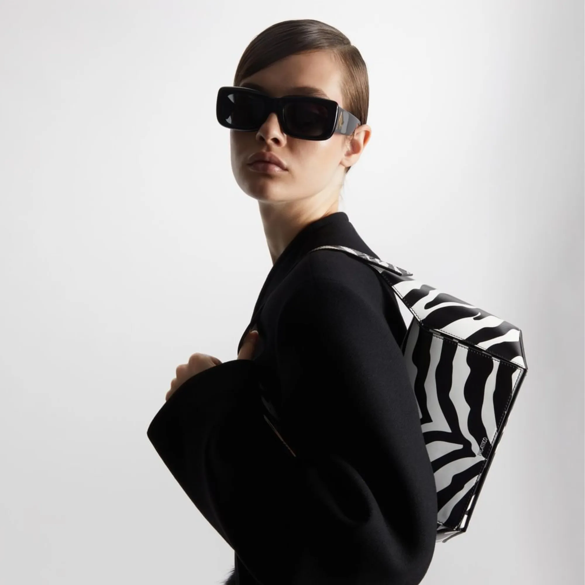 The Attico Marfa Rectangular Sunglasses in Black sold by Linda Farrow