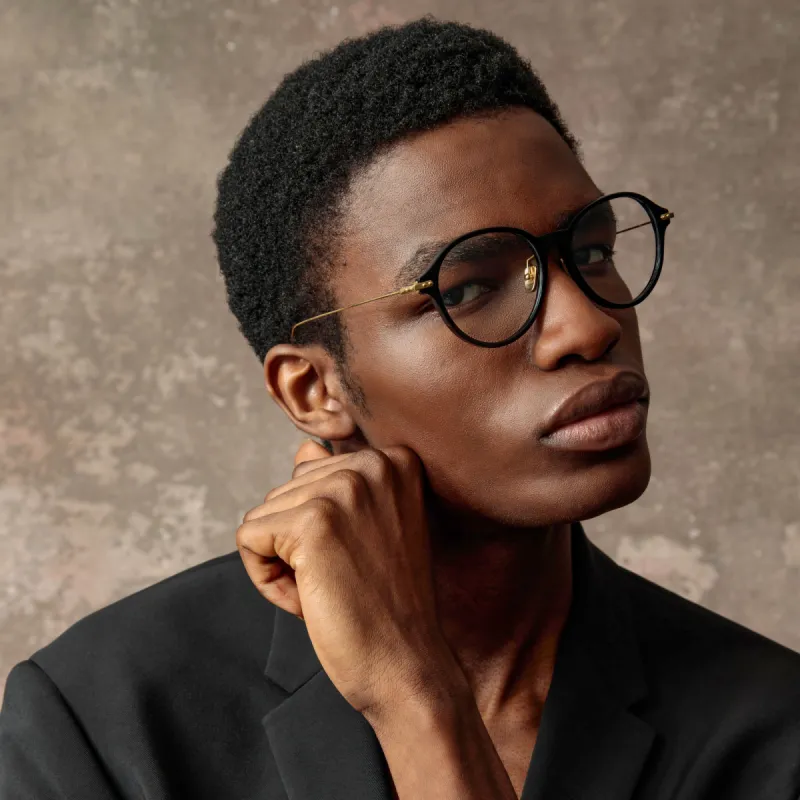 Pearce Oval Optical Frame in Black (Asian Fit) sold by Linda Farrow
