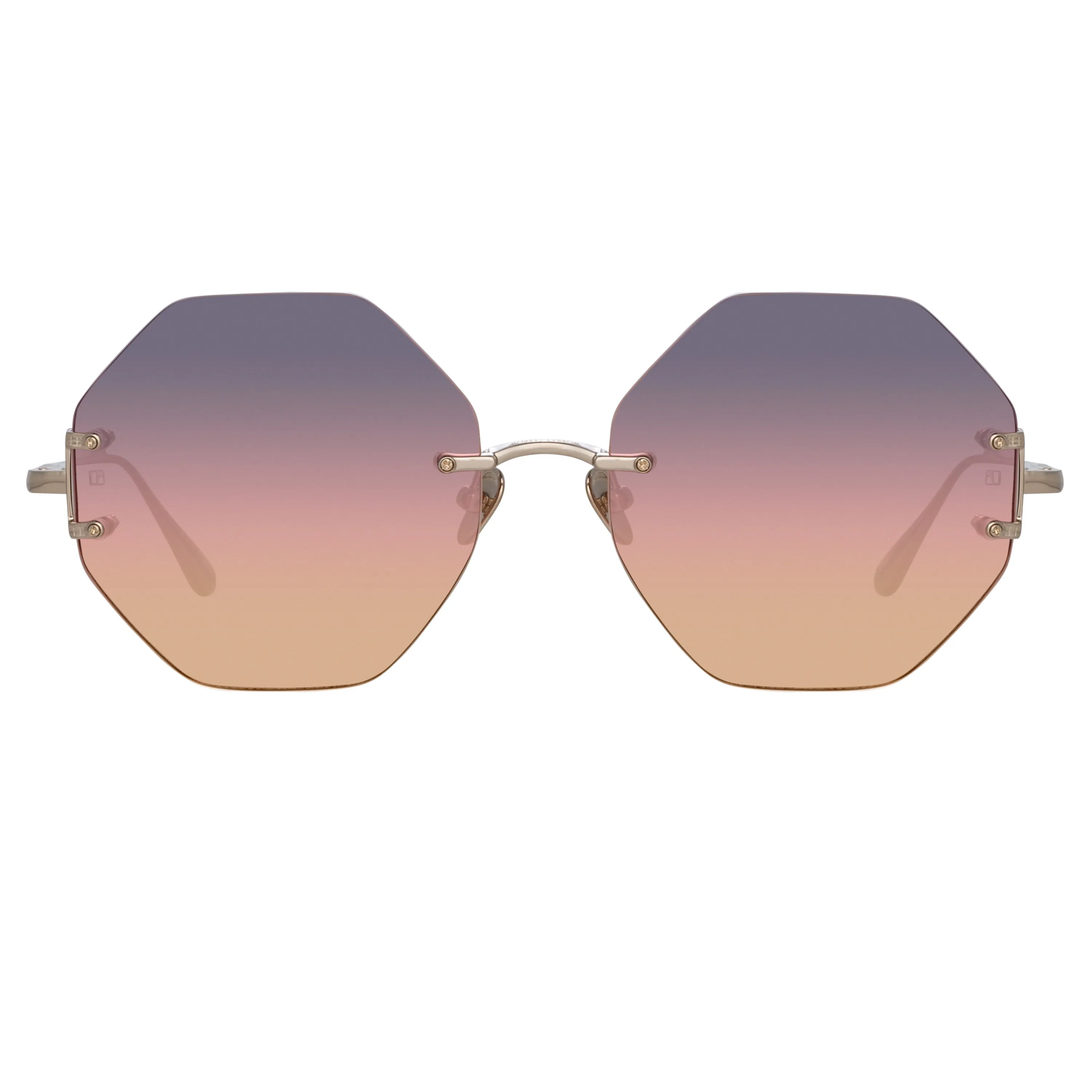 Arua Hexagon Sunglasses in Light Gold sold by Linda Farrow