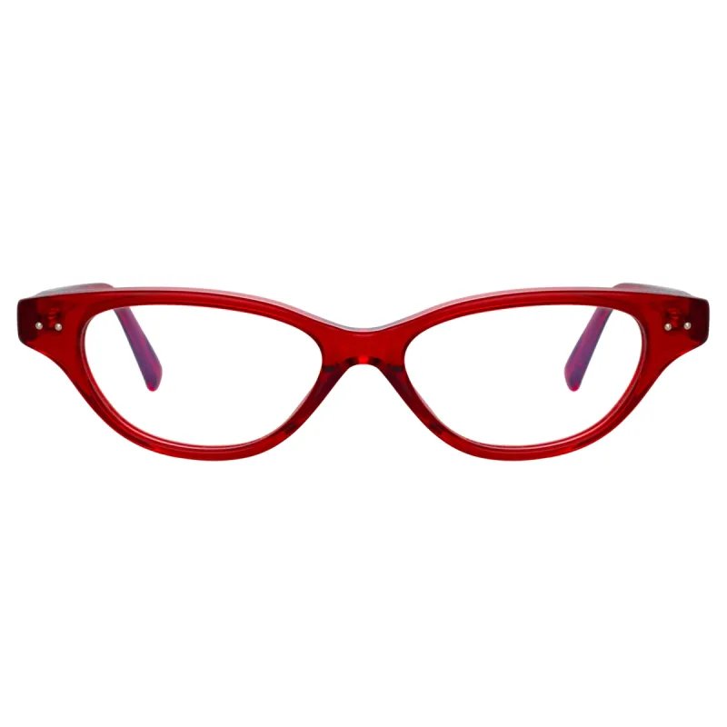 Alessandra Cat Eye Optical Frame in Red sold by Linda Farrow