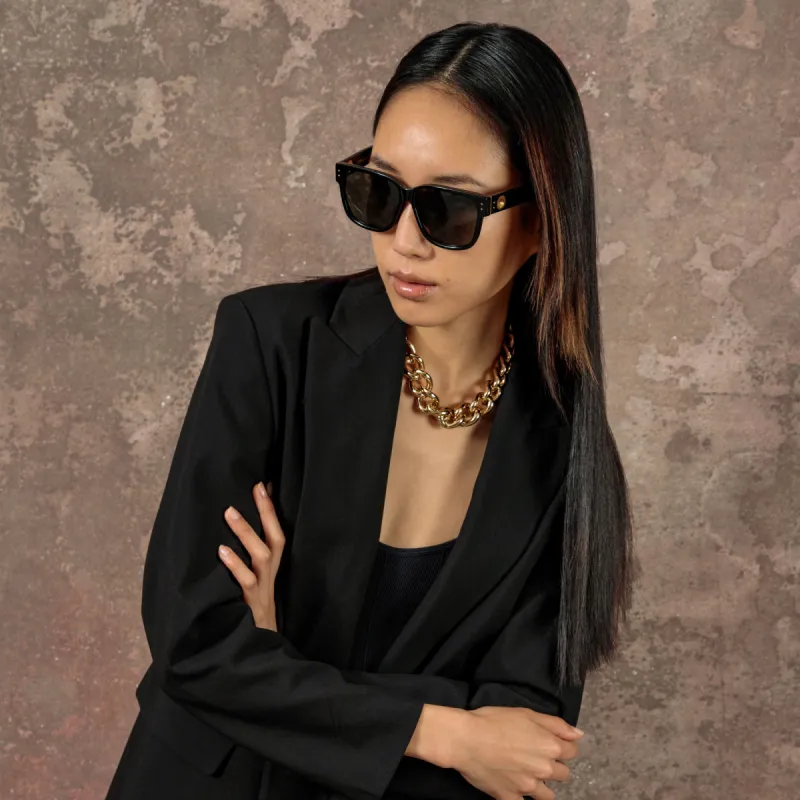 Perry D-Frame Sunglasses in Black sold by Linda Farrow