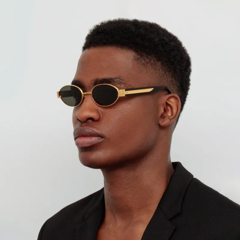 Men's Sadie Oval Sunglasses in Yellow Gold sold by Linda Farrow