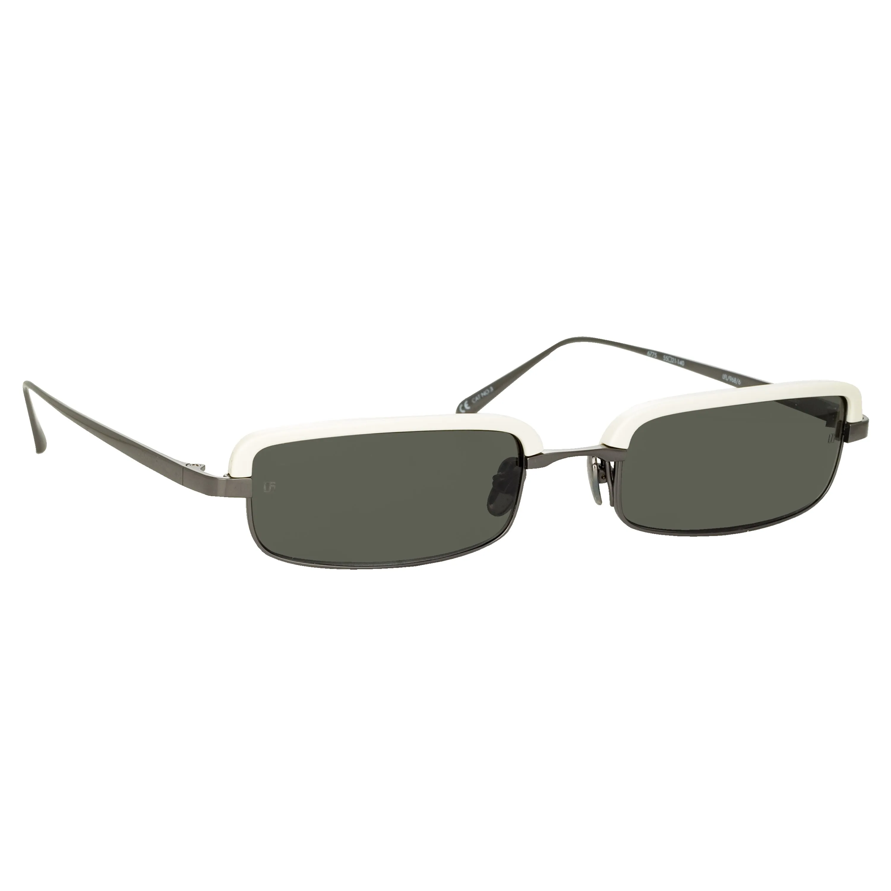 Leona Rectangular Sunglasses in White and Nickel sold by Linda Farrow product image thumbnail 4