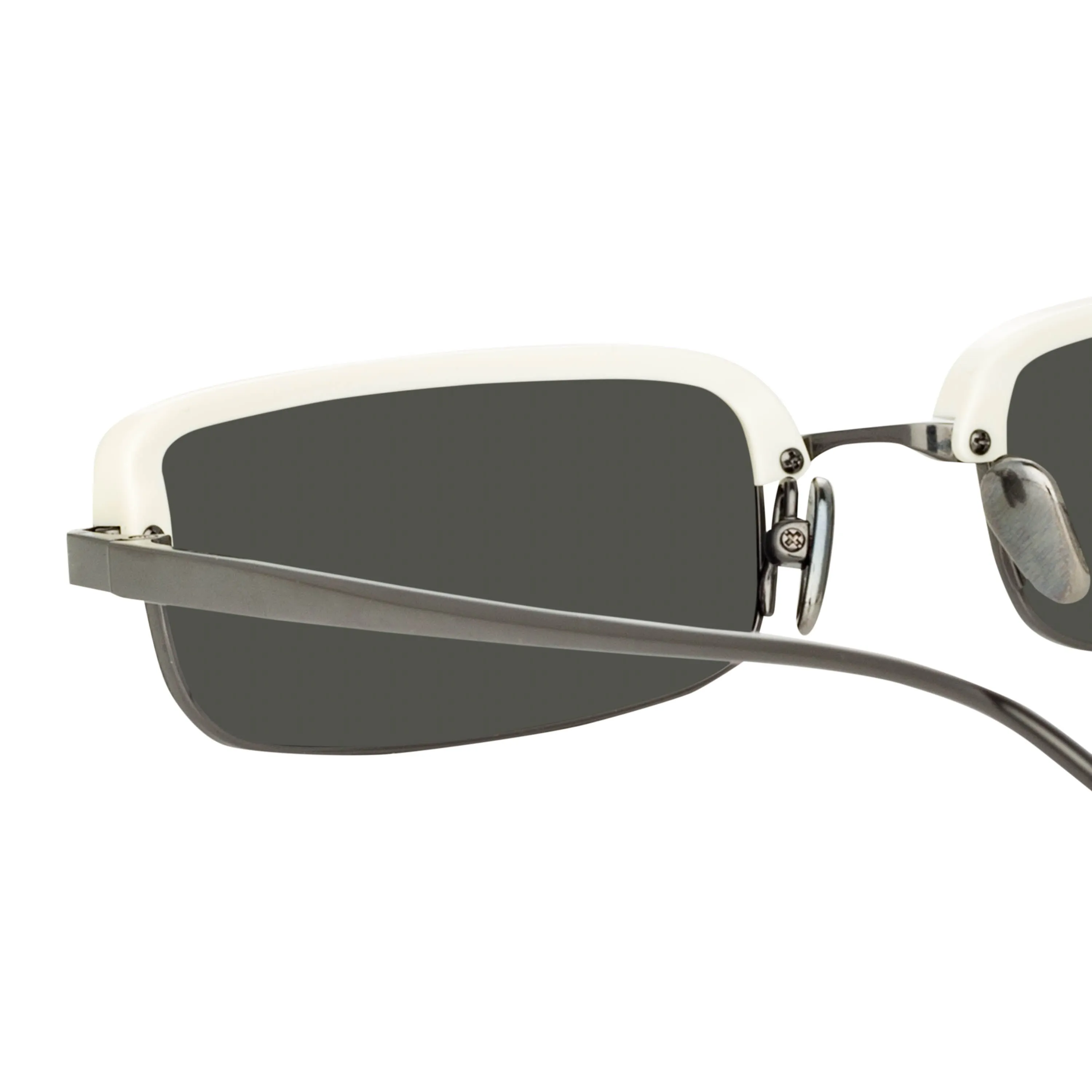 Leona Rectangular Sunglasses in White and Nickel sold by Linda Farrow product image thumbnail 5