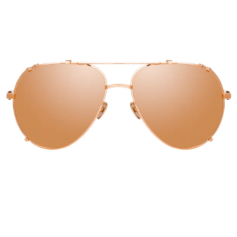 Newman Aviator Sunglasses in Rose Gold sold by Linda Farrow