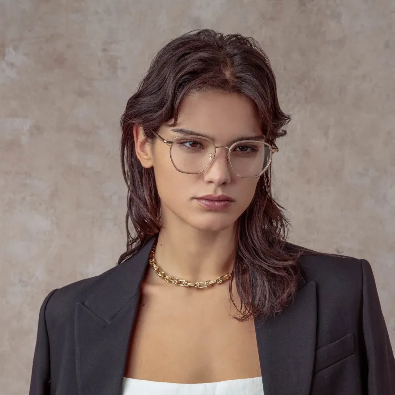 Danilo Angular Optical Frame in Rose Gold sold by Linda Farrow
