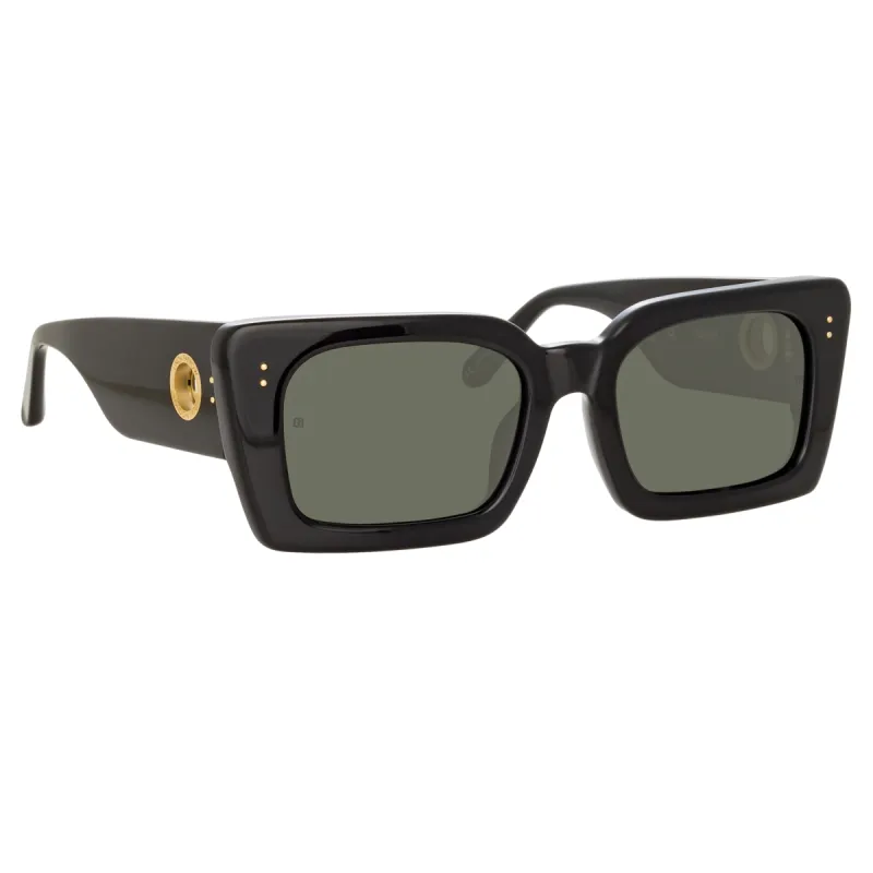 Nieve Rectangular Sunglasses in Black sold by Linda Farrow