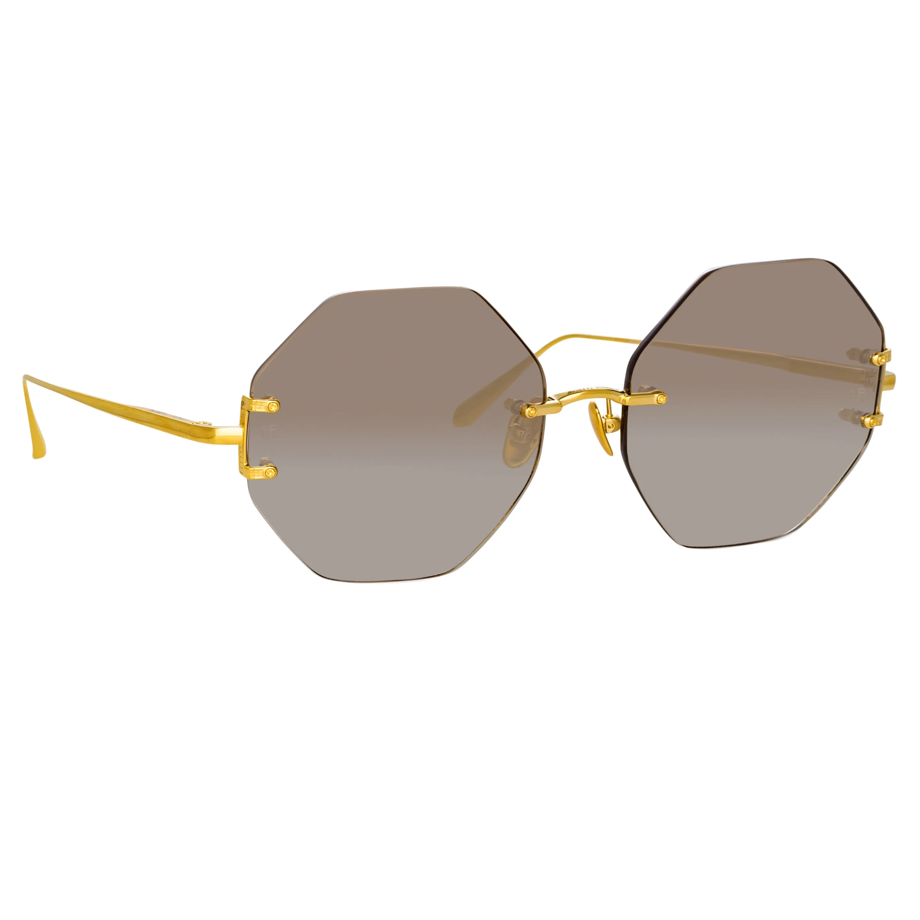 Arua Hexagon Sunglasses in Yellow Gold sold by Linda Farrow