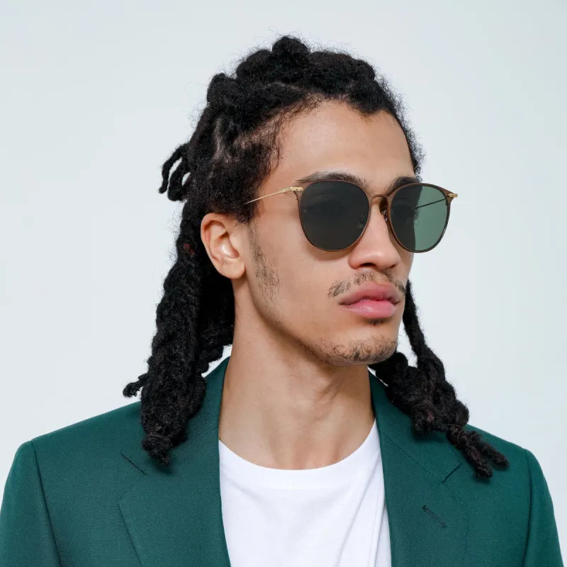 Sophia Oval Sunglasses in Brown (Men's) sold by Linda Farrow