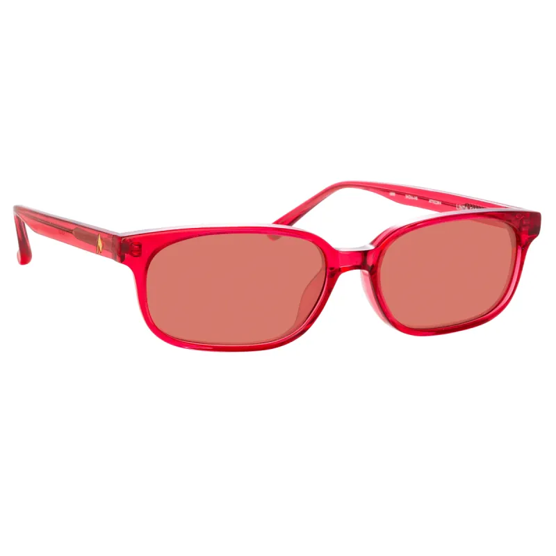 The Attico Gigi Rectangular Sunglasses in Red sold by Linda Farrow