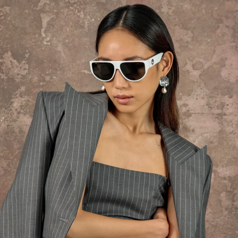 Elodie Flat Top Sunglasses in White sold by Linda Farrow