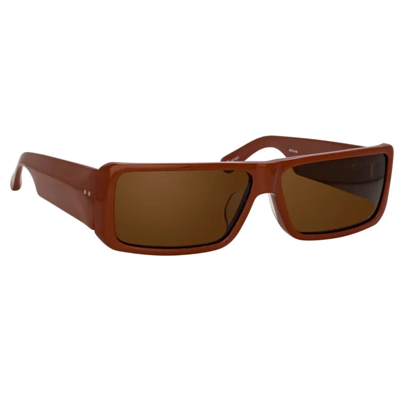 Dries Van Noten 157 Rectangular Sunglasses in Brick sold by Linda Farrow