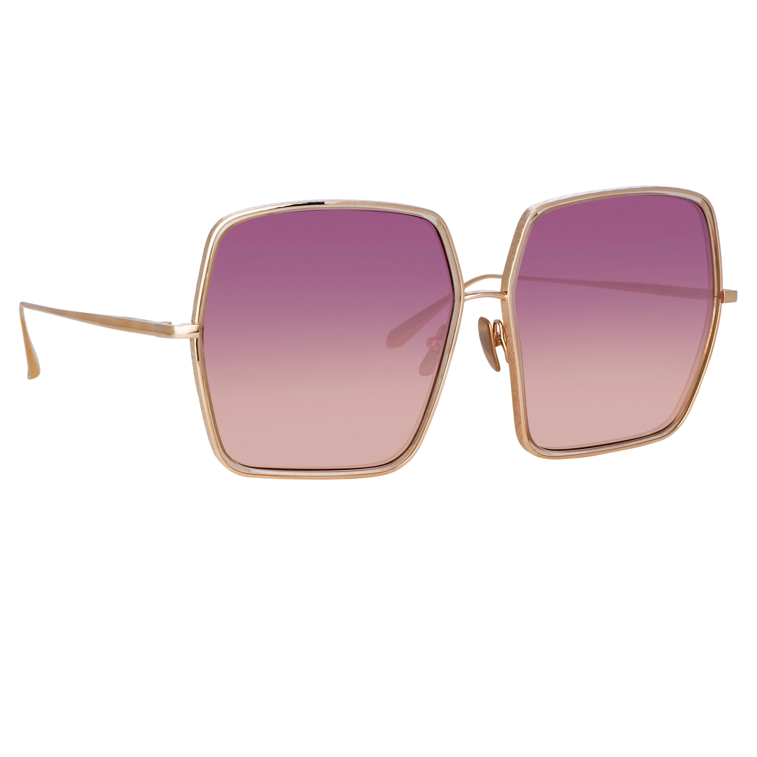 Camaro Oversized Sunglasses in Rose Gold and Wine sold by Linda Farrow