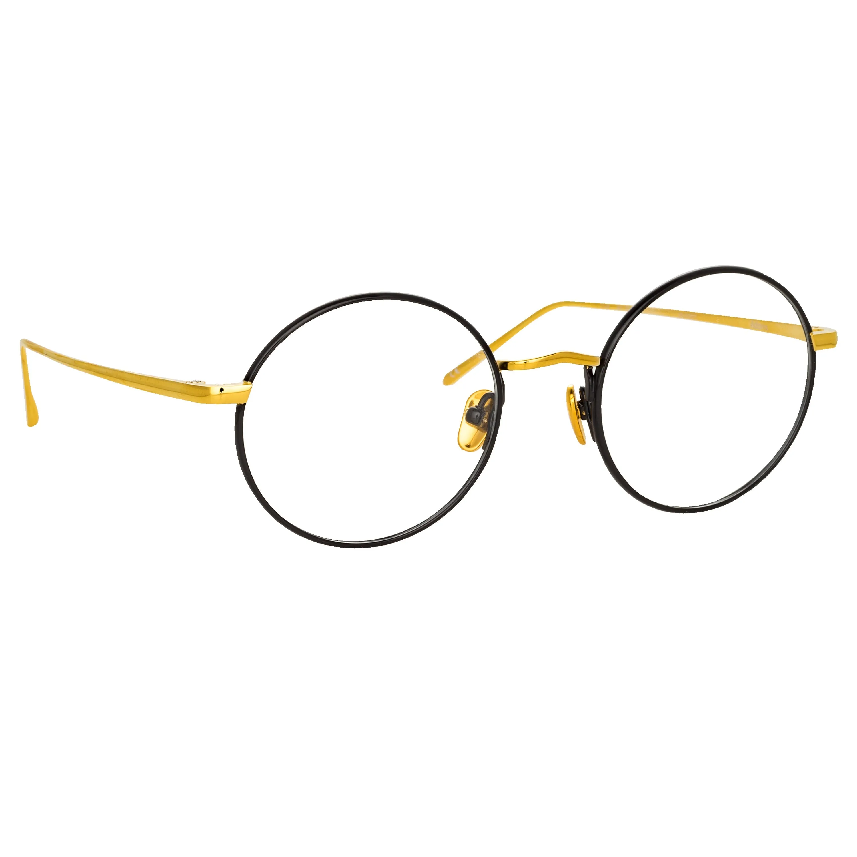 The Adams | Men's Oval Optical Frame in Black and Yellow Gold (C1) sold by Linda Farrow