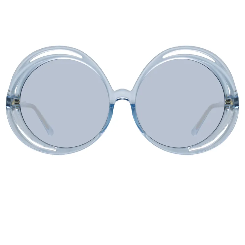 Ellen Round Sunglasses in Blue sold by Linda Farrow