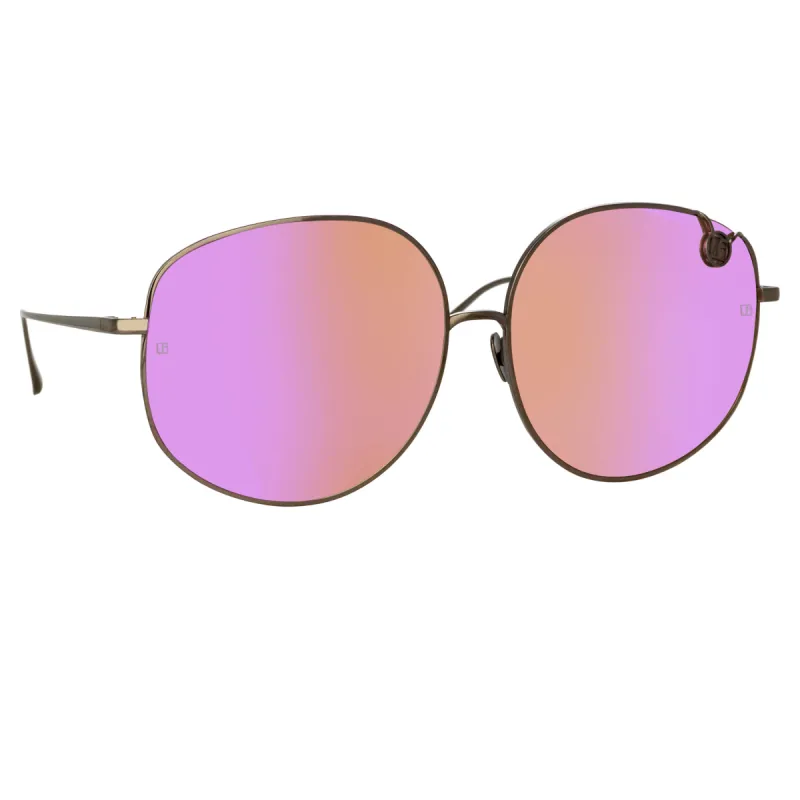 Marisa Oversized Sunglasses in Nickel and Pink sold by Linda Farrow