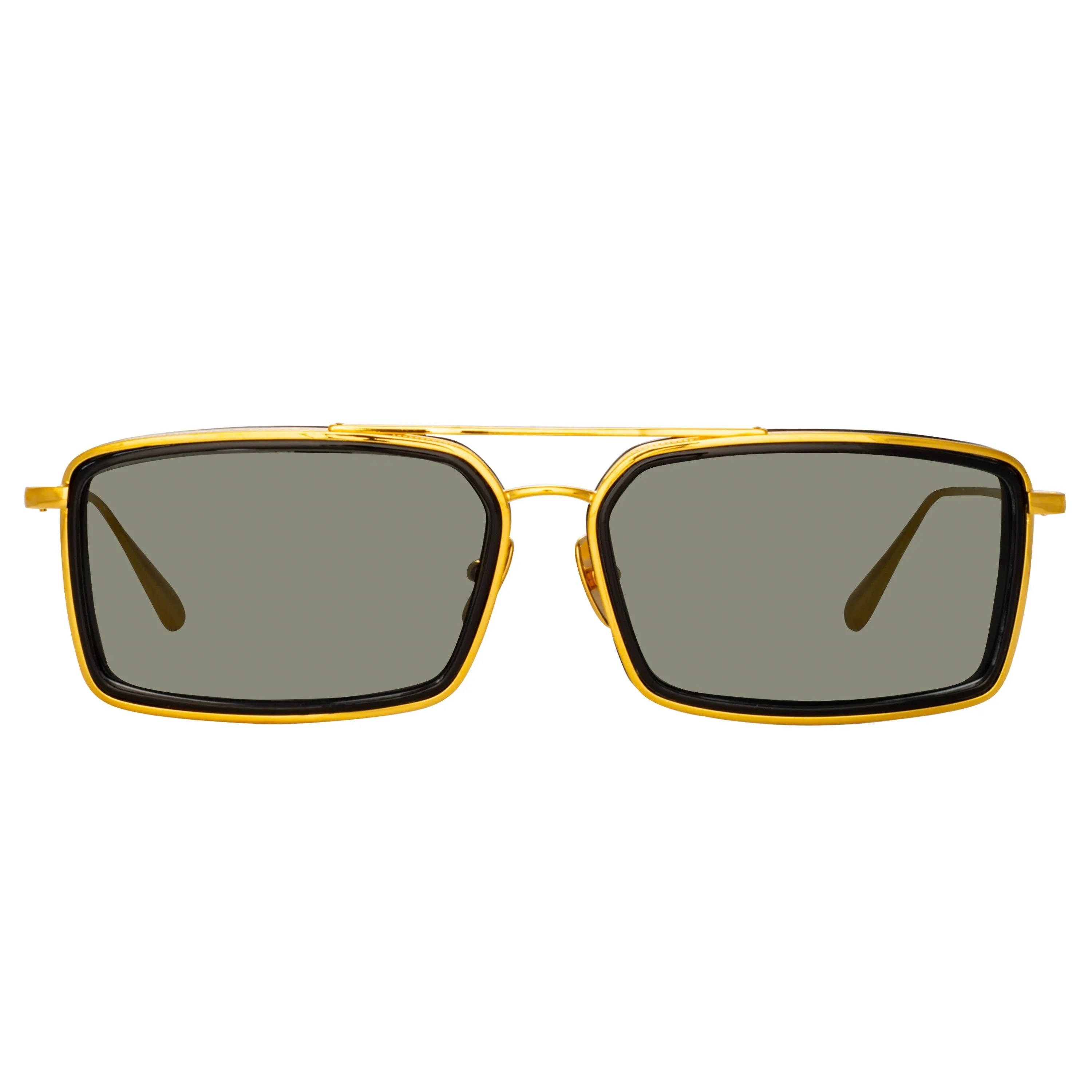 Men's Cassia Rectangular Sunglasses in Yellow Gold sold by Linda Farrow product image thumbnail 2