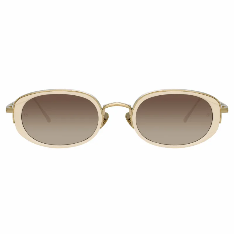 Rosie Oval Sunglasses in Cream sold by Linda Farrow