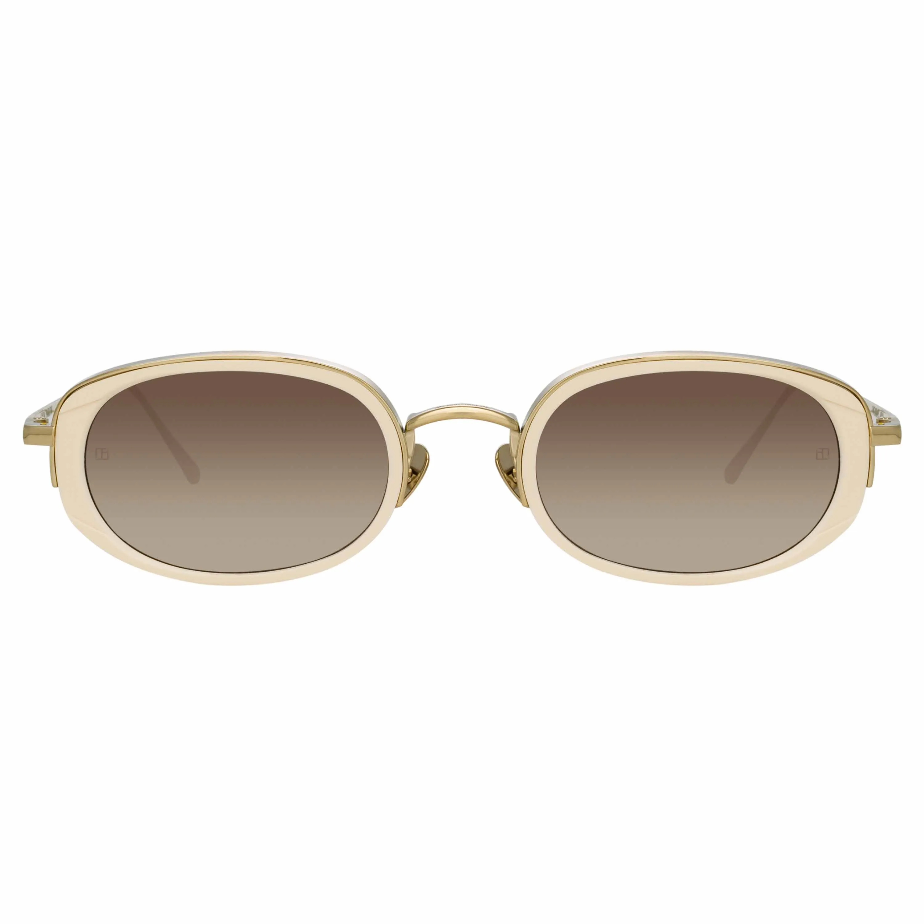 Rosie Oval Sunglasses in Cream sold by Linda Farrow