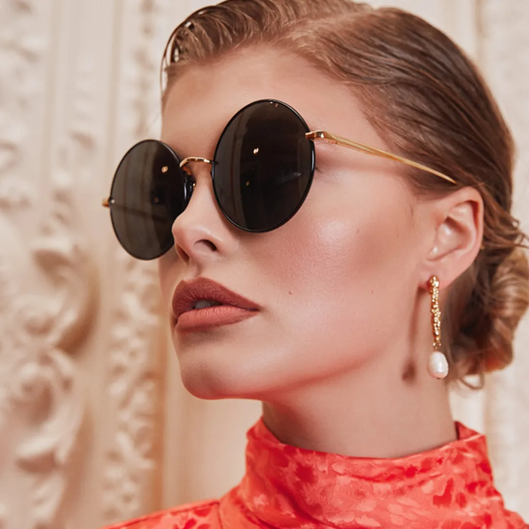 Bea Round Sunglasses in Yellow Gold sold by Linda Farrow product image thumbnail 2