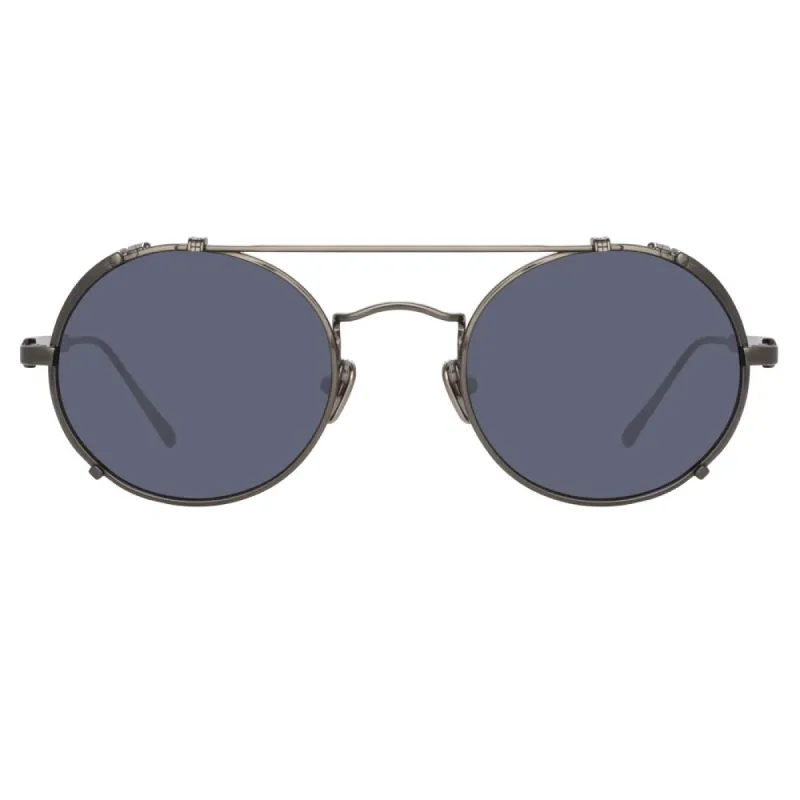 Jimi Oval Sunglasses in Nickel sold by Linda Farrow