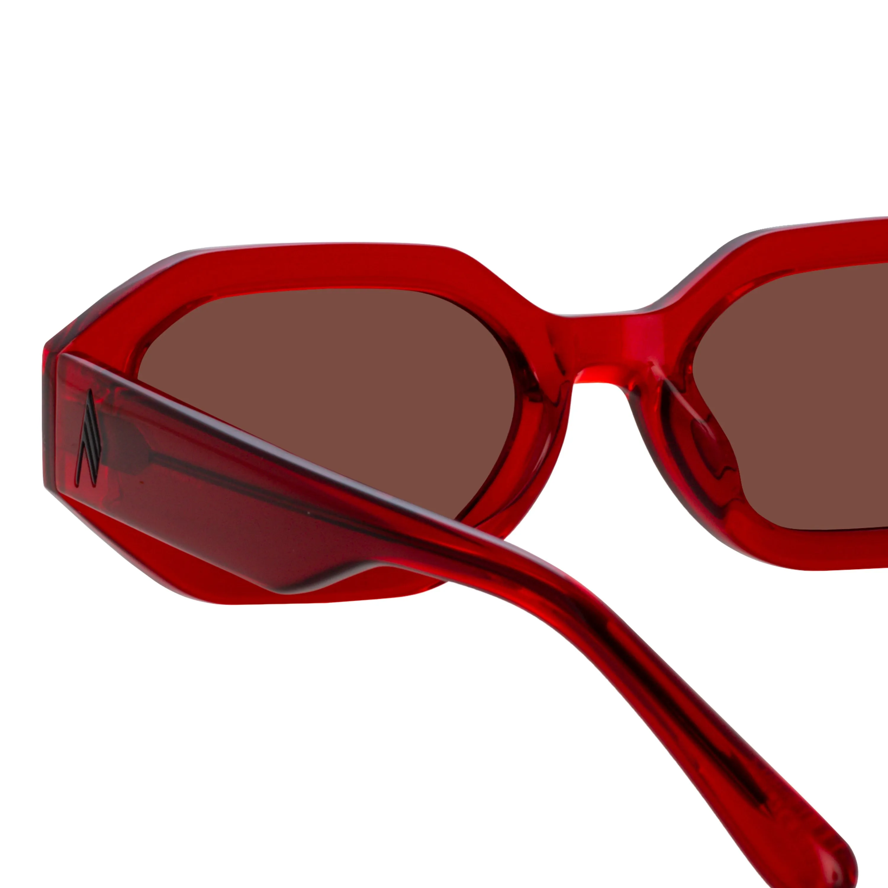The Attico Irene Angular Sunglasses in Red and Brown sold by Linda Farrow product image thumbnail 4