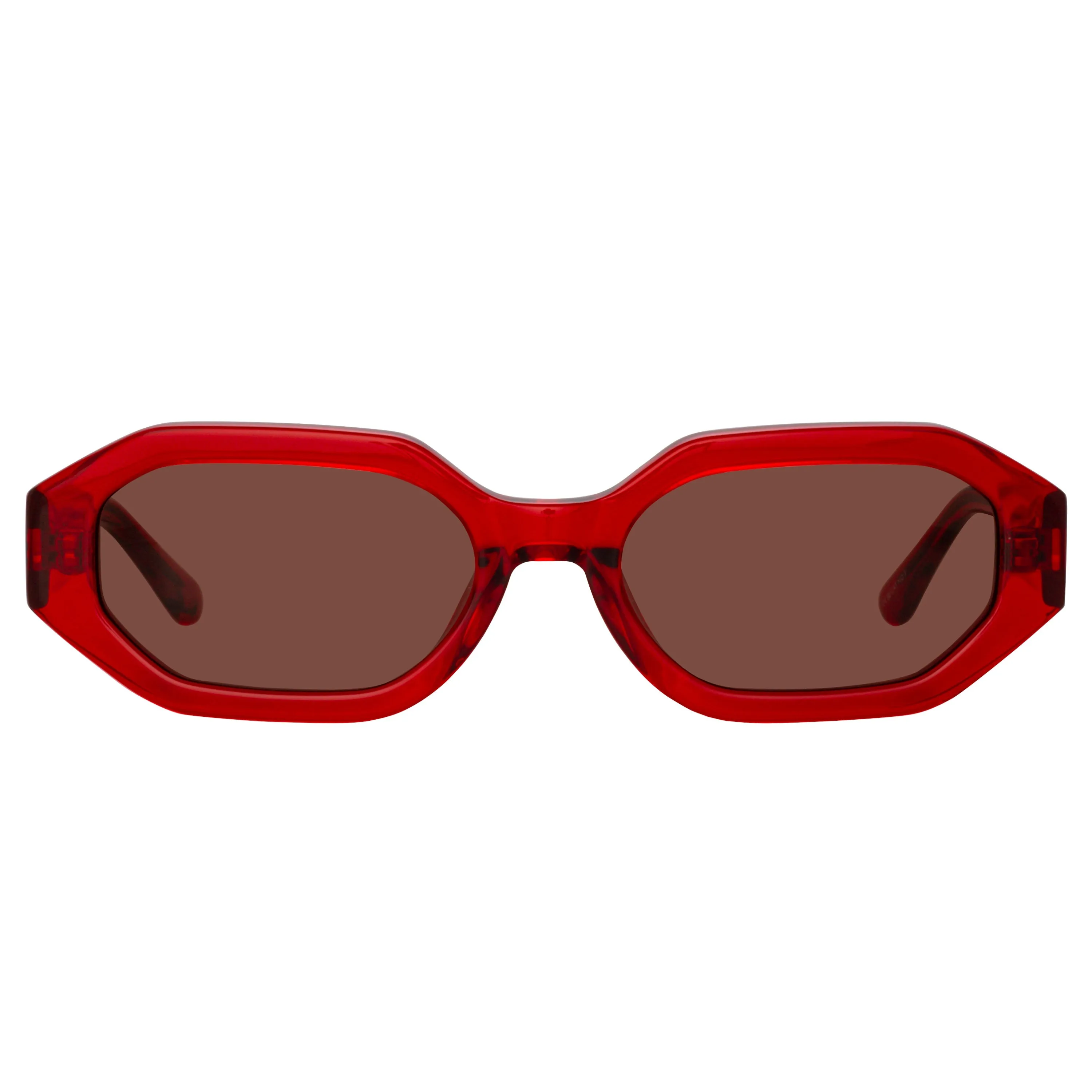 The Attico Irene Angular Sunglasses in Red and Brown sold by Linda Farrow product image thumbnail 2