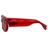 The Attico Irene Angular Sunglasses in Red and Brown sold by Linda Farrow