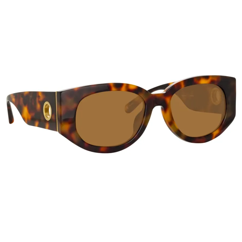 The Debbie | D-Frame Sunglasses in Tortoiseshell (C2) sold by Linda Farrow
