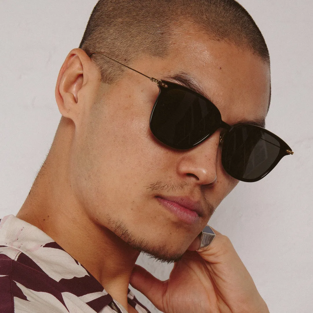 Coffey Rectangular Sunglasses in Black (Men's) sold by Linda Farrow