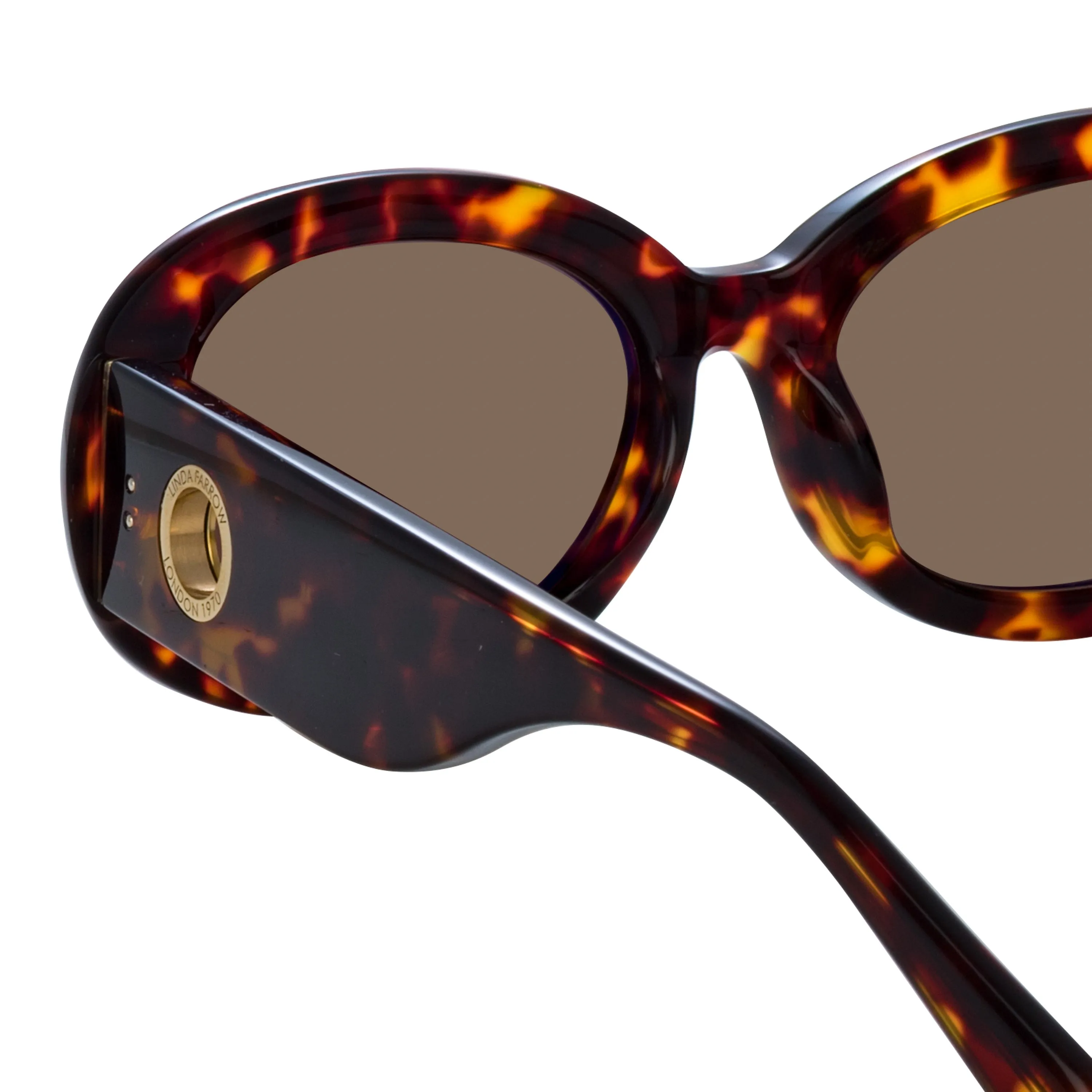 Lina Oval Sunglasses in Tortoiseshell sold by Linda Farrow product image thumbnail 5
