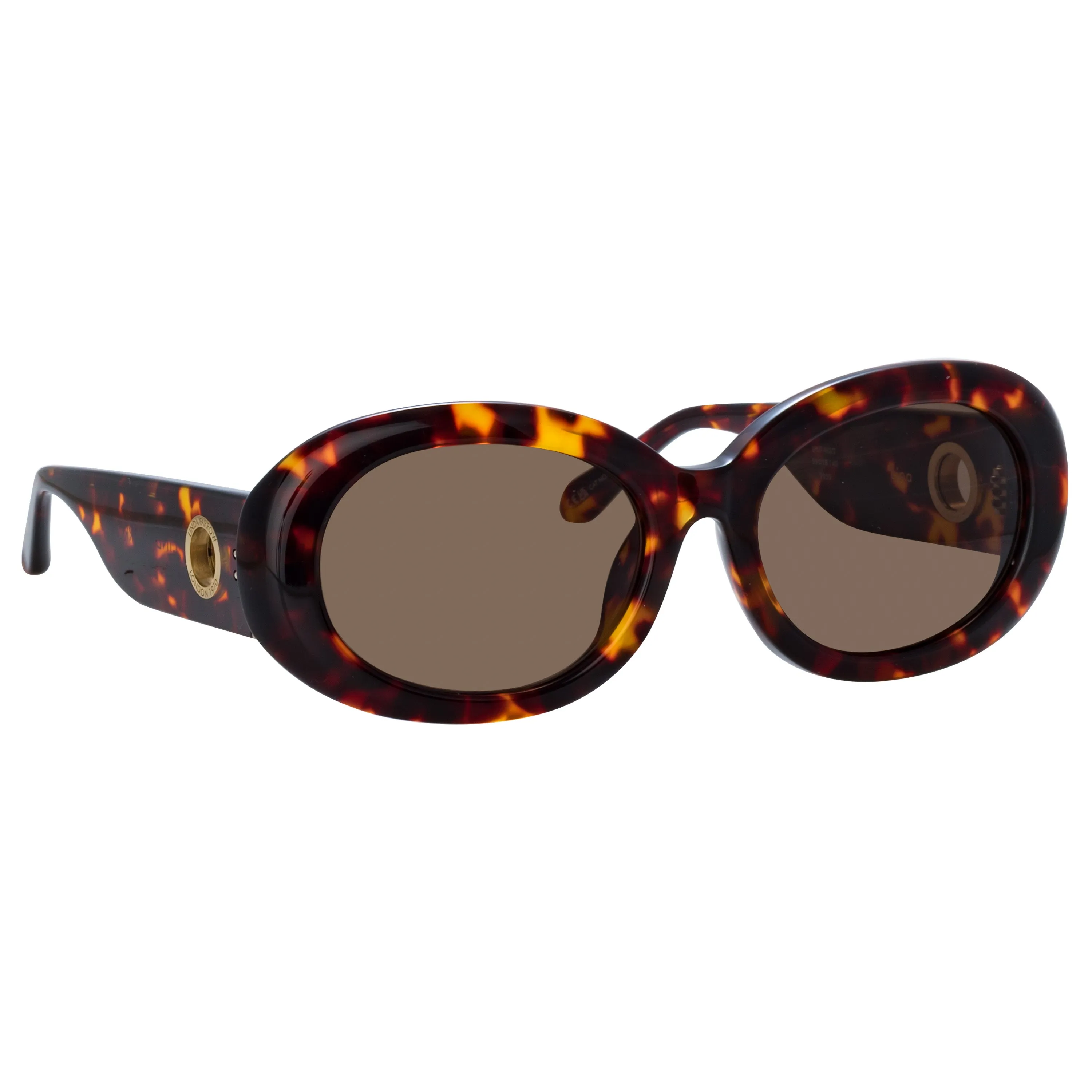 Lina Oval Sunglasses in Tortoiseshell sold by Linda Farrow product image thumbnail 3