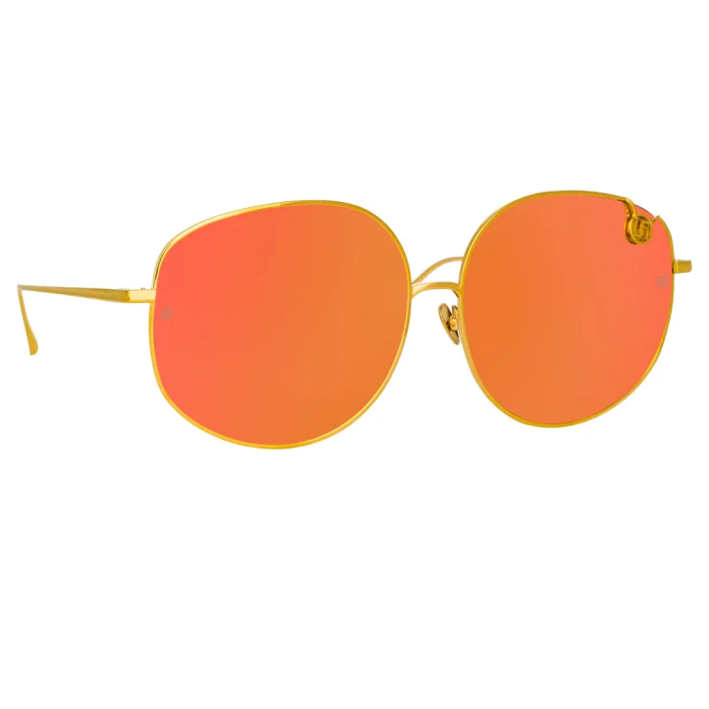 Marisa Oversized Sunglasses in Yellow Gold and Red sold by Linda Farrow