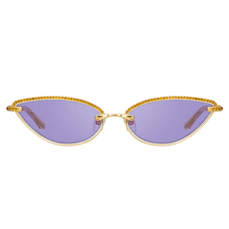 Magda Butrym Cat Eye Sunglasses in Yellow Gold sold by Linda Farrow