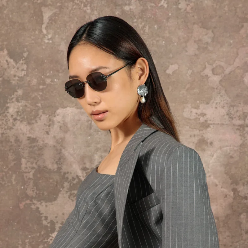 Sandor Angular Sunglasses in Matt Nickel sold by Linda Farrow