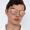 Jimi Oval Sunglasses in White Gold and Silver sold by Linda Farrow