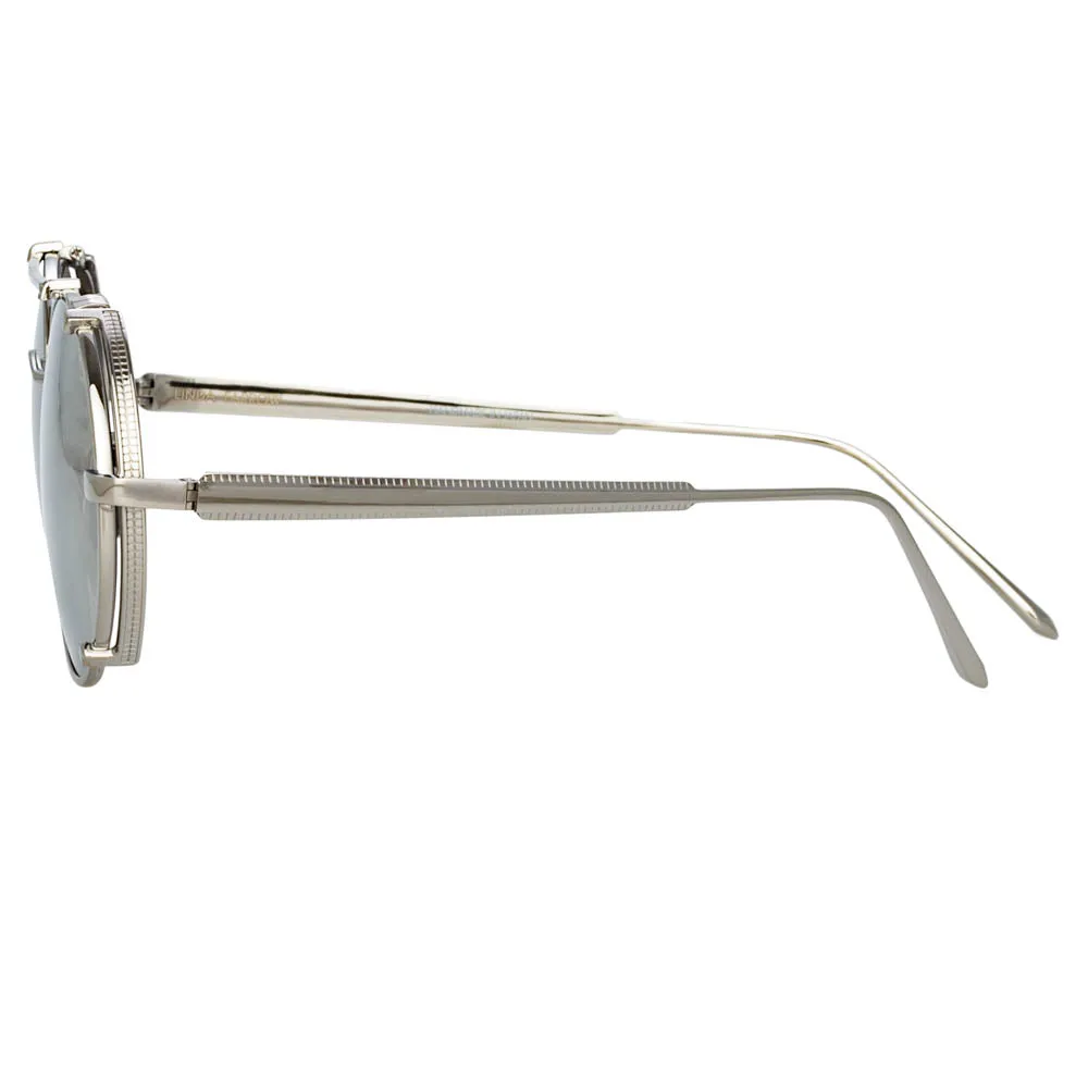 Jimi Oval Sunglasses in White Gold and Silver sold by Linda Farrow product image thumbnail 3