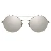 Jimi Oval Sunglasses in White Gold and Silver sold by Linda Farrow