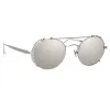 Jimi Oval Sunglasses in White Gold and Silver sold by Linda Farrow