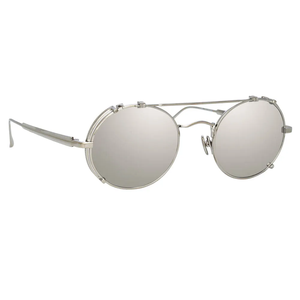 Jimi Oval Sunglasses in White Gold and Silver sold by Linda Farrow product image thumbnail 2