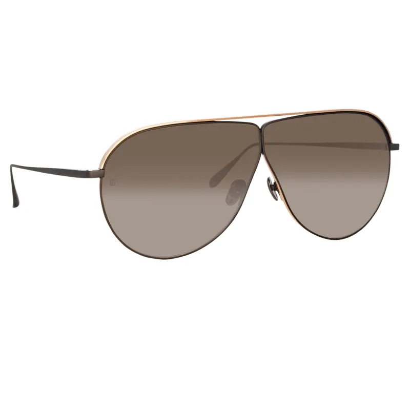 Hura Aviator Sunglasses in Black sold by Linda Farrow