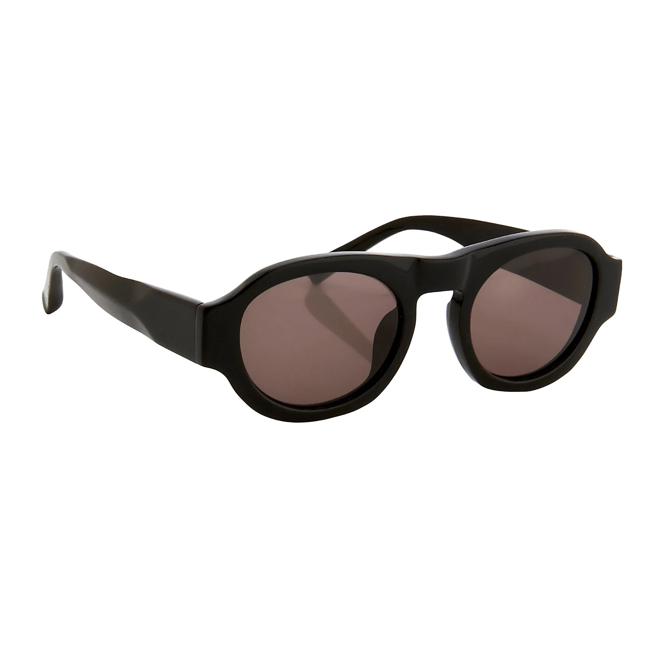 Dries Van Noten Oval Sunglasses in Black sold by Linda Farrow