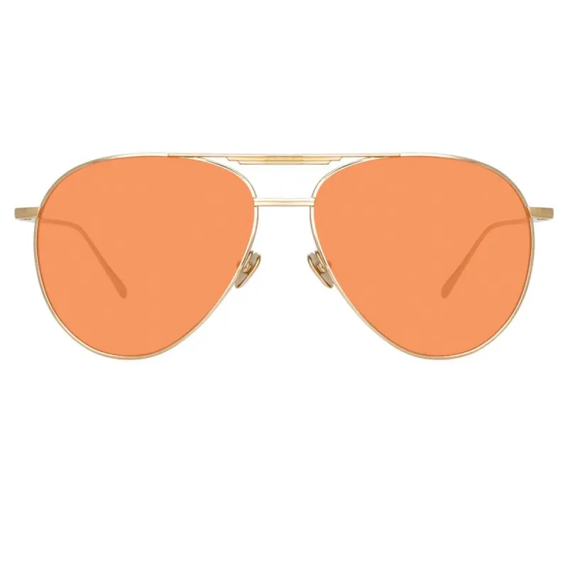Carter Aviator Sunglasses in Light Gold sold by Linda Farrow